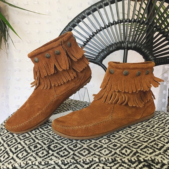 Free People Shoes - MINNETONKA Double Fringe Size ZIP Booties